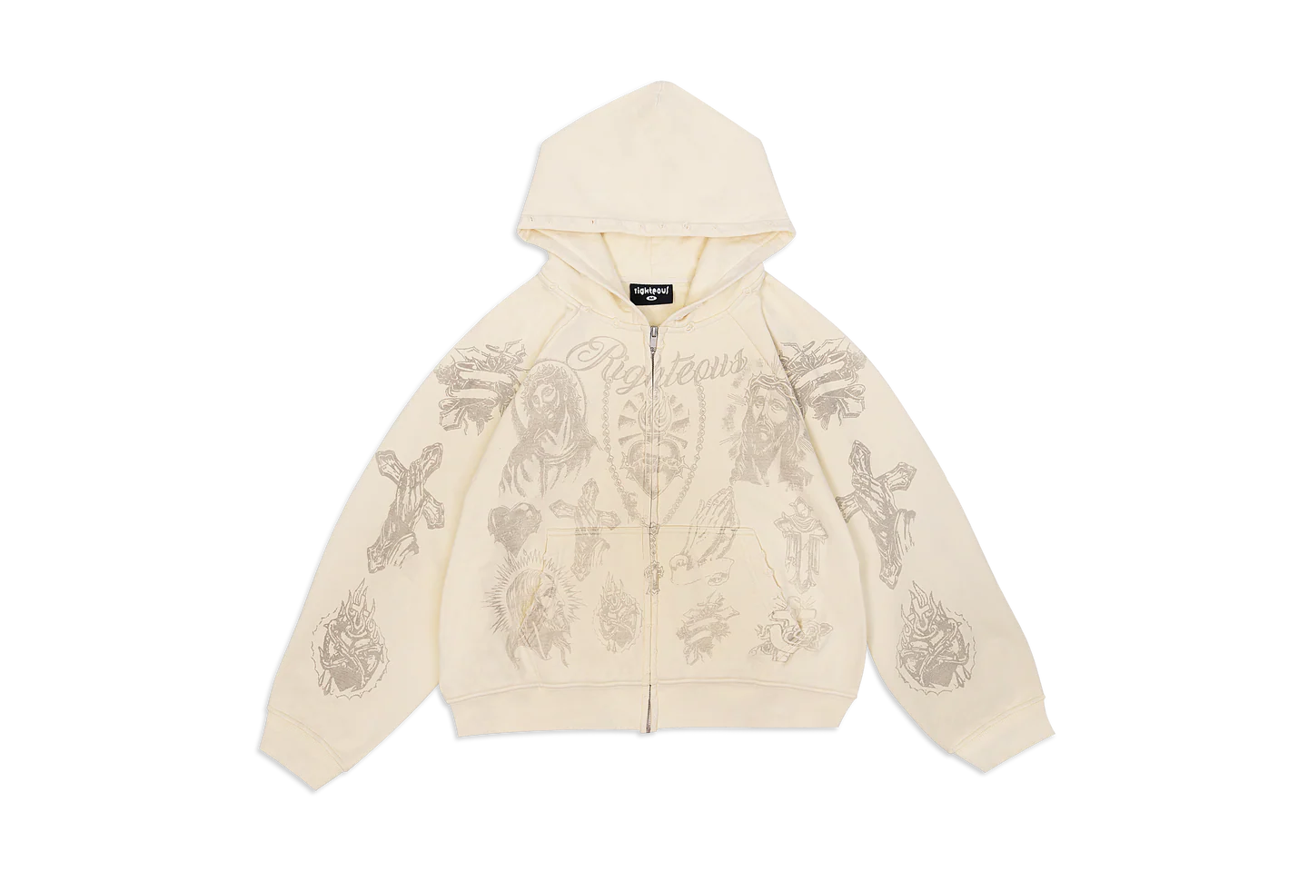 CreamTatZip1 Werighteous "Tatted Believer" Zip Up (Cream)