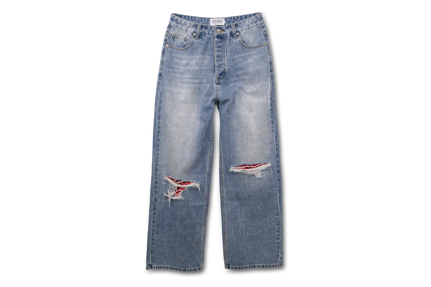 PAISLEY1 Werighteous "Red Paisley" Distressed Denim