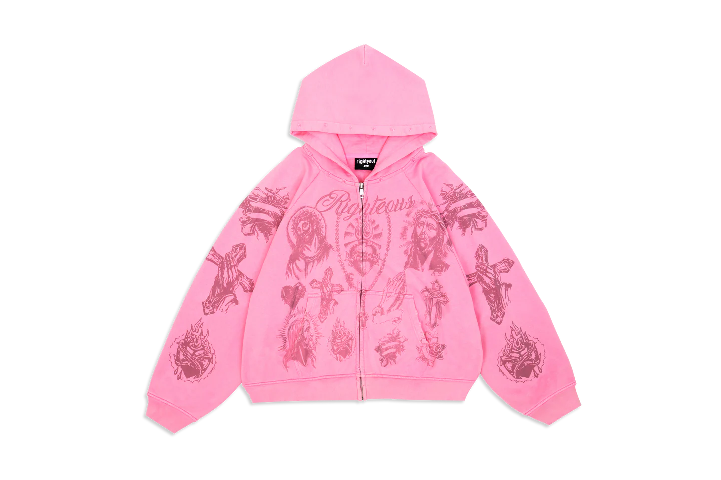 PinkTatZip1 "Tatted Believer" Zip Up (Cream)
